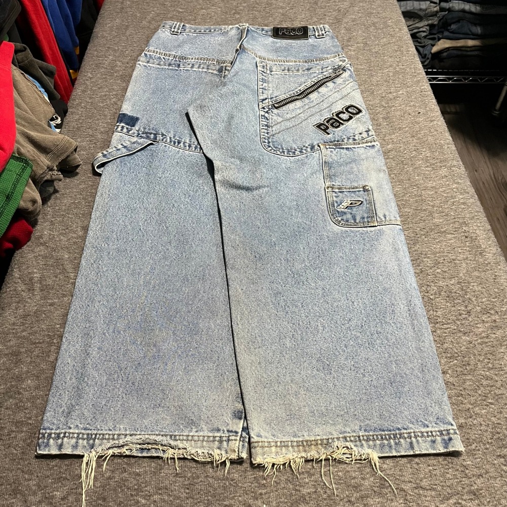 Vintage Paco Baggy Wide Leg Y2K Jeans 32x30 Light Wash Skater Cargo Denim